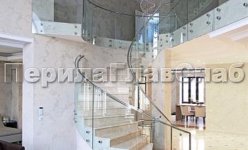 Стеклянные ограждения винтовой лестницы и баллюстрады в Симферополе. Готовые проекты ПерилаГлавСнаб