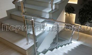 Нержавеющие перила и ограждения со стеклом и подсветкой в Симферополе. Готовые проекты ПерилаГлавСнаб
