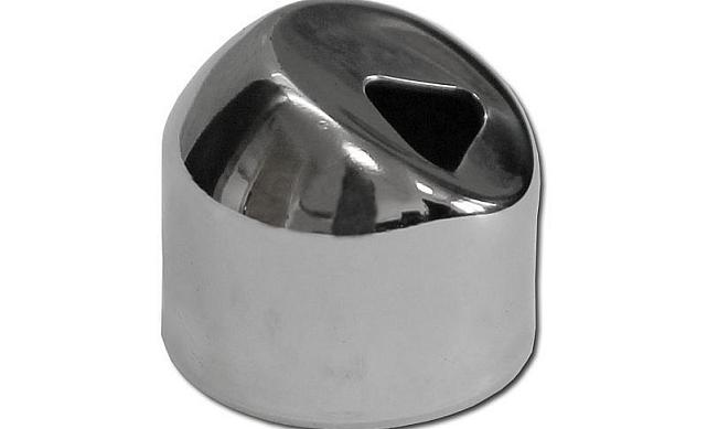 Наконечник штампованный (СПС) косой 30° на трубу Ø25 мм, для поручня Ø38.1 мм, полированный, нержавеющий, AISI 201, k072-3
