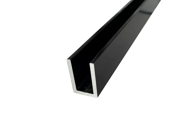 П-образный профиль 19x13, L=2500, под стекло 8 мм, алюминий анодированный в черный глянцевый t756-2500 AND BL 2