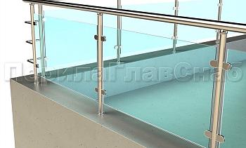 Кровельное ограждение из нержавеющей стали со стеклами в Симферополе. Готовые проекты ПерилаГлавСнаб