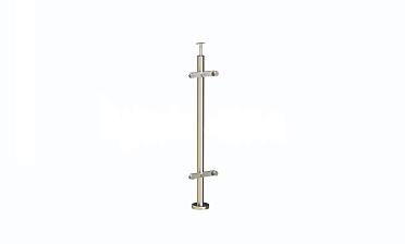 Стойка круглая  Ø38.1: 2 пластинчатых стеклодержателя, полированная, высота 950 мм (AISI 304) k729 купить в Симферополе
