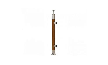 Готовая стойка 40х40х950 мм, деревянная, со вставками из нержавеющей стали 2х100 мм с 2 зажимными стеклодержателями k740-4-R купить в Симферополе