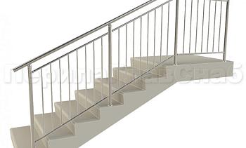 Нержавеющие ограждения для школ и детских садов с вертикальным заполнением “Частокол” - вариант №1 для крыльца в Симферополе. Готовые проекты ПерилаГлавСнаб