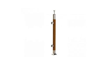 Готовая стойка 40х40х950 мм, деревянная, со вставками из нержавеющей стали 2х100 мм с 2 зажимными стеклодержателями k740-4-L купить в Симферополе