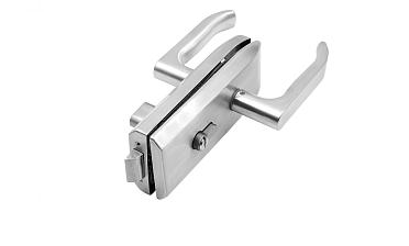 Замок для стеклянной двери с нажимной ручкой без притвора, евроцилиндр односторонний ключ/защелка, в комплекте ответная часть на стекло t155 SSS  купить в Симферополе