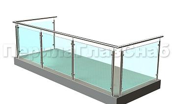 Ограждение из нержавеющей стали со стеклами для балкона в Симферополе. Готовые проекты ПерилаГлавСнаб