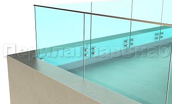 Ограждение на несущем стекле с торцевым креплением для крыш в Симферополе. Готовые проекты ПерилаГлавСнаб