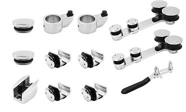 Комплект раздвижной системы для стеклянных дверей, AISI 304, полированный t406 купить в Симферополе Комплект раздвижной системы для стеклянных дверей, AISI 304, полированный t406 купить в Симферополе