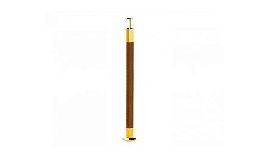 Готовая стойка 40х40х950 мм, деревянная нелакированная, со вставками из нержавеющей стали под золото 2х100 мм k740-G купить в Симферополе