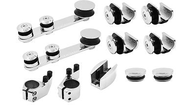 Комплект раздвижной системы для стеклянных дверей, AISI 304, полированный t405 купить в Симферополе