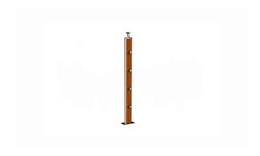 Дизайнерская плоская комбинированная стойка в сборе из шлифованной нержавеющей стали и древесины дуба с четырьмя ригеледержателями k742-2 купить в Симферополе