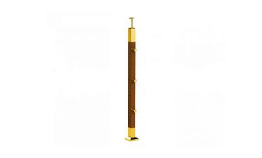 Готовая стойка 40х40х950 мм, деревянная, со вставками из нержавеющей стали 2х100 мм с 3 ригеледержателями k740-1-G купить в Симферополе