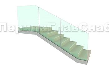 Цельностеклянное ограждение на зажимном алюминиевом профиле для крыльца в Симферополе. Готовые проекты ПерилаГлавСнаб