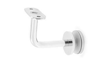 Держатель поручня на стекло 10-17 мм, с ложементом на плоскость, вынос 60х70 мм, Ø43х5 мм, нержавеющая сталь AISI 304, полированная k008-4 купить в Симферополе