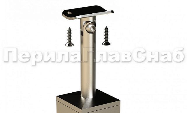 Готовая стойка 40х40х950 мм, деревянная, со вставками из нержавеющей стали 2х100 мм с 2 пластинчатыми стеклодержателями k740-2 5