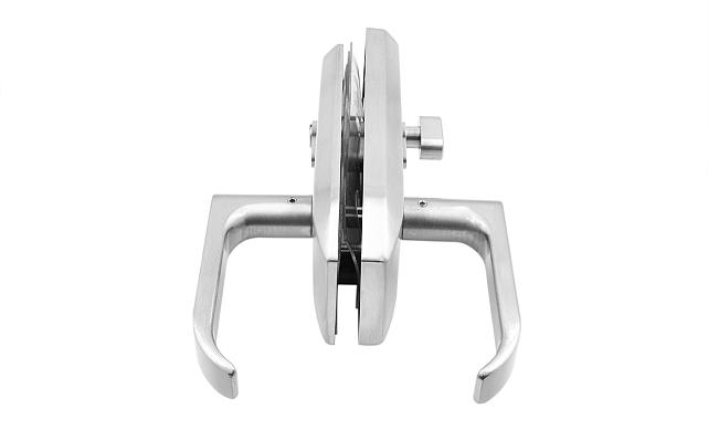 Замок для стеклянной двери с нажимной ручкой и притвором, евроцилиндр односторонний ключ/защелка, с ответной частью на стену, шлифованный t155-2 SSS  6