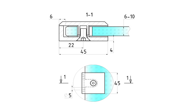 Коннектор для душевой  стена-стекло 45х45 мм, 90°, с двумя отверстиями, цинк, полированный t731 PZn 4 Коннектор для душевой  стена-стекло 45х45 мм, 90°, с двумя отверстиями, цинк, полированный t731 PZn 4