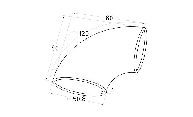 Отвод поручня под сварку для Ø50.8х1.0 мм,  полированный 400 Grit, AISI 201 k021-7 2