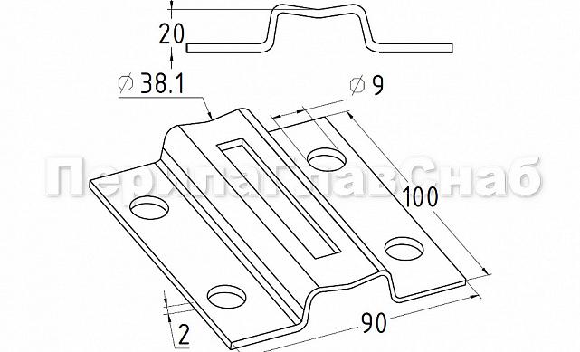 Боковой крепеж пластина под Ø38.1 мм, h=20 мм, t=3 мм, Prima k056-5 2