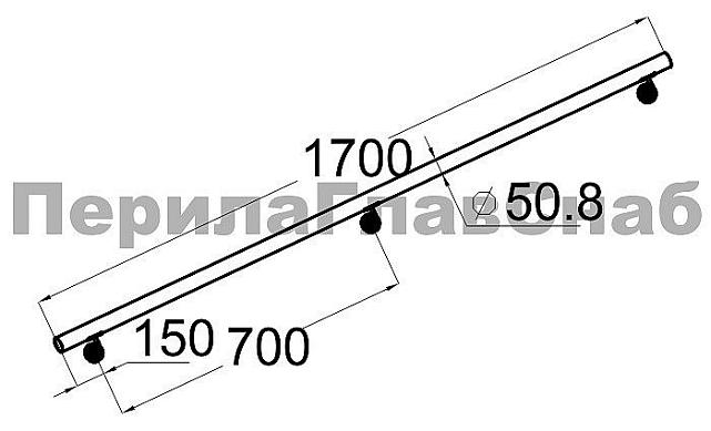Готовый пристенный поручень с тремя держателями, длина 1700 мм (AISI 304) k730-17 2