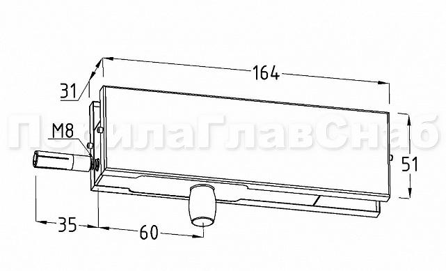Фитинг на фрамугу с осью и анкером, шлифованный, вырез 01 t131 SSS 2