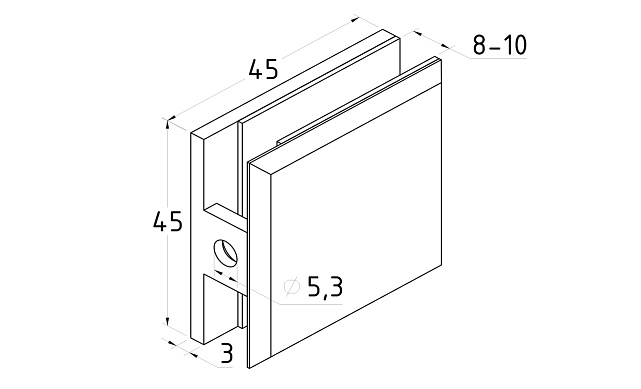 Коннектор для душевой стена-стекло 45х45, латунь-хром t730-2 PC 3 Коннектор для душевой стена-стекло 45х45, латунь-хром t730-2 PC 3