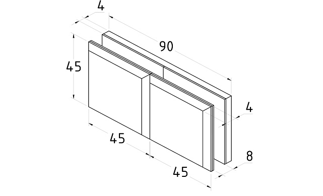 Коннектор для душевой кабины стекло-стекло 180°, 45х45, черный, вырез 71 t734 BZn 3 Коннектор для душевой кабины стекло-стекло 180°, 45х45, черный, вырез 71 t734 BZn 3