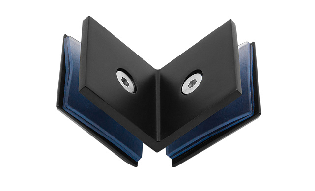 Коннектор для душевой кабины стекло-стекло 90°, 45х45, черный, t735 BZn 4 Коннектор для душевой кабины стекло-стекло 90°, 45х45, черный, t735 BZn 4