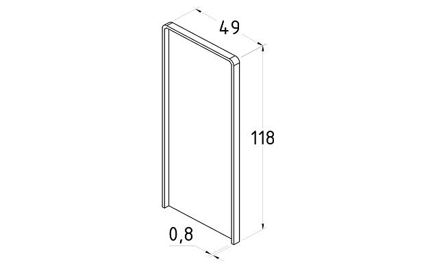 Торцевая заглушка 49х118 мм на зажимной алюминиевый профиль k601-12  3