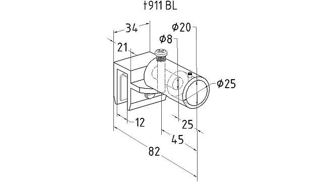 Крепежный элемент глухой шарнирный для трубы 19 мм, черный t911 BL 2