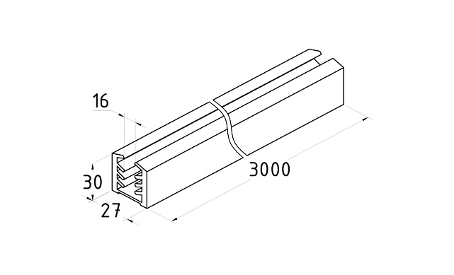 Уплотнитель в поручень с пазом 27х30 для стекла 8+8 мм, EPDM Фk307 2 Уплотнитель в поручень с пазом 27х30 для стекла 8+8 мм, EPDM Фk307 2