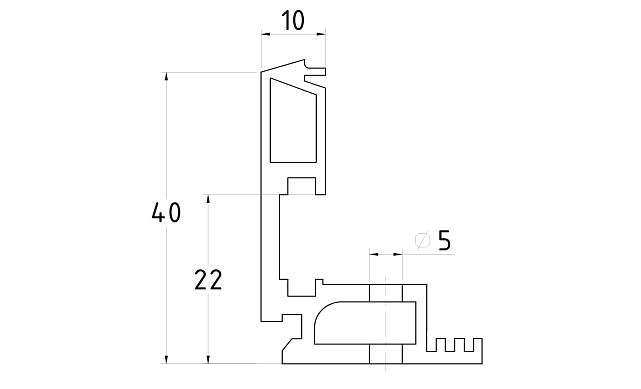 Профиль шлифованный зажимной для стекла 8-12 мм, С ОТВЕРСТИЯМИ, длина 3 м т40-6 SSS 2