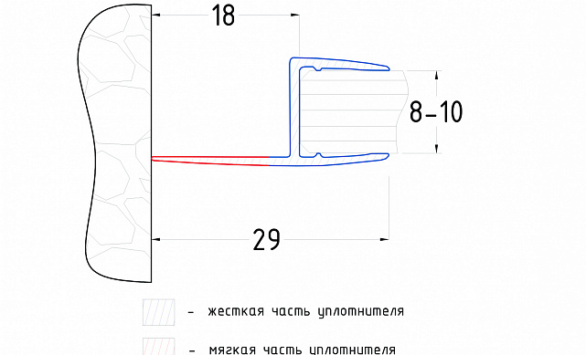 Уплотнитель для стекла 8мм, полупрозрачный черный, 180°, стекло-стекло 2,2 м  t204-2 BL 3 Уплотнитель для стекла 8мм, полупрозрачный черный, 180°, стекло-стекло 2,2 м  t204-2 BL 3