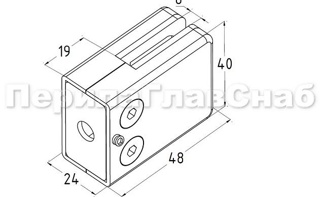 Стеклодержатель штампованный квадратный на плоскость для стекла 8 мм (4+4 мм), полированный, под золото (AISI 304) Фk352-88 3