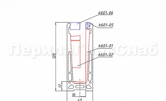 Комплект профиля зажимного  для стекла 10 мм, с отверстиями,  АНОД, алюминий,  k601-2-10 2