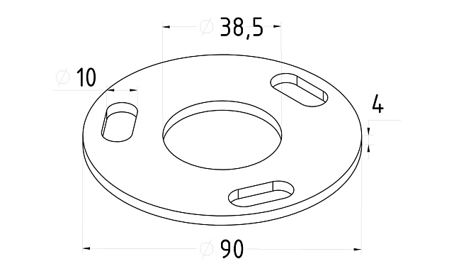 Фланец стойки 38/90 х 5 (4,3) х AISI 304 #200 3 отв х М10 х 20 k116-38-7 3 Фланец стойки 38/90 х 5 (4,3) х AISI 304 #200 3 отв х М10 х 20 k116-38-7 3