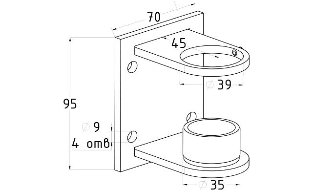 Боковой крепеж С-пластина стакан для Ø38.1 мм, (AISI 304) k339 2