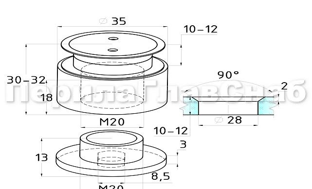 Точечный стеклодержатель 22-26 мм, регулируемый, под зенковку, для стекла 10-12 мм t507 SSS 2