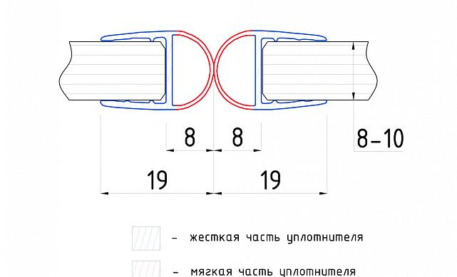 Уплотнитель для стекла 8мм, полупрозрачный черный, дверь-стекло 2,2 м t212-2 BL 2