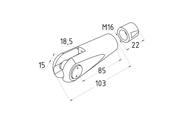 Наконечник ванты (тяги) под резьбу М16 левый (AISI304) k661-L 5