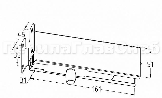 Фитинг на фрамугу с осью и монтажной пластиной, шлифованный t130 SSS 2