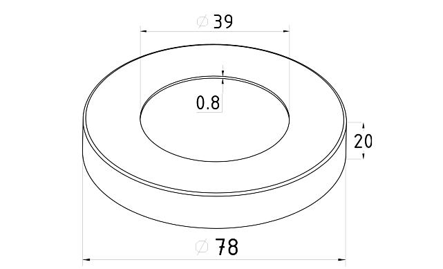 Низ стойки Ø38.1 мм, 78х20х0.8, полированный (AISI 304) k043-3 2