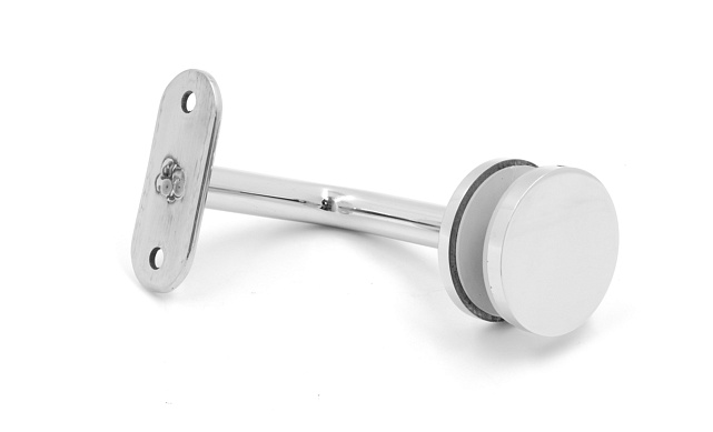 Держатель поручня на стекло 10-17 мм, с ложементом на плоскость, вынос 60х70 мм, Ø43х5 мм, нержавеющая сталь AISI 304, полированная k008-4 3 Держатель поручня на стекло 10-17 мм, с ложементом на плоскость, вынос 60х70 мм, Ø43х5 мм, нержавеющая сталь AISI 304, полированная k008-4 3