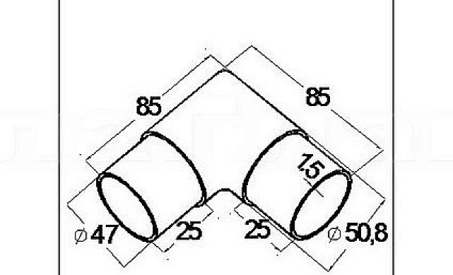 Угольник Ø50.8 мм, полированный, (AISI 304) k280 2