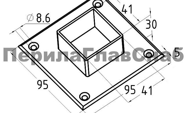 Фланец для трубы 40х40 мм, литой, полированный, (AISI 304) k223 2