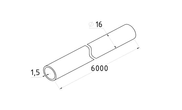 Труба круглая нержавеющая AISI 304, Ø16x1.5х6000 мм, шлифованная Rk853-2 2